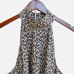 BOLD Elements Leopard Halter Sleeveless Blouse Tan Black Womens Size XXL